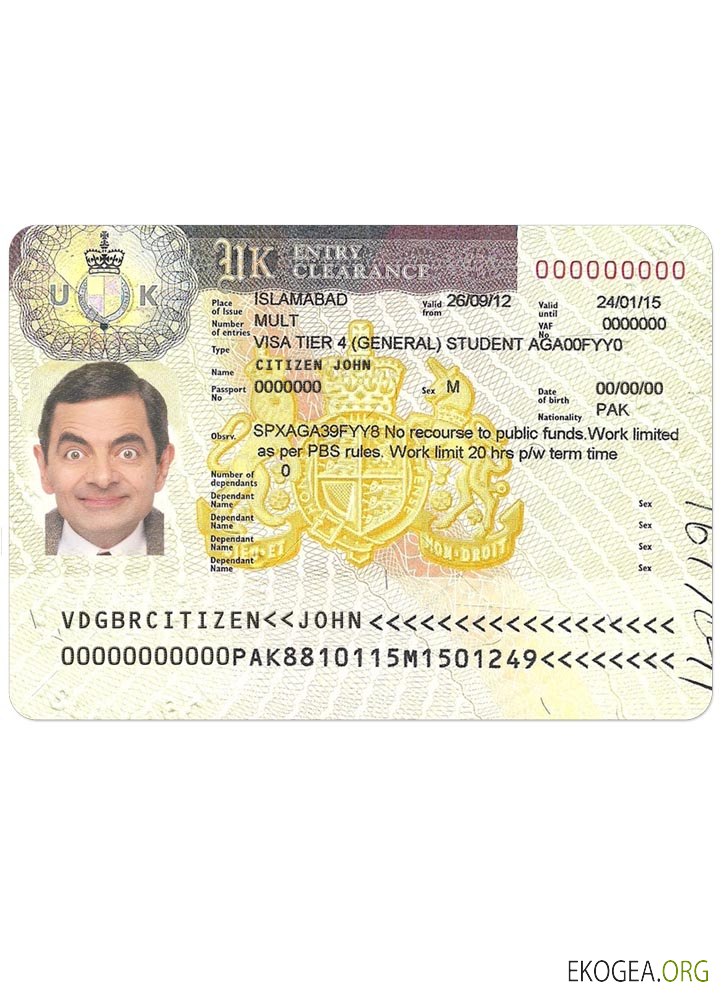 Visa ROYAUME-UNI template